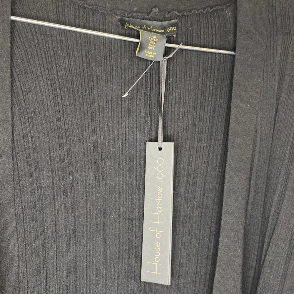 NWT House of Harlow 1960 Black Long Open Front Cardigan Size L - Picture 7 of 13